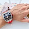 豪華なメンズメカニクスウォッチ腕時計マンティアックスウォッチワインバレル型大きなダイヤルカジュアルファッション防水自動ホロー