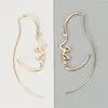 Hoop oorbellen Creatieve sieraden Samenvatting Women Face Earring 7.5 3,5 cm Uniek goud/zilveren kleur voor feestcadeau