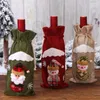 Julekorationer jute vinp￥sar dekoration Santa Claus Ornaments Xmas Champagne Wines flask t￤cker dragkastp￥s partyware