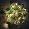 Fleurs décoratives Fleur de lierre artificielle Rose Guirlande Fausses plantes Vigne Feuille suspendue avec 200Led Guirlandes lumineuses Maison Chambre Fête Décoration murale