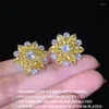 Stud Earrings 2022 Luxury Flower For Women Silver Color Korean Anniversary Gift Jewelry Wholesale Valentine's Day E5614b