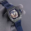 Luxus Herren Mechanik Uhren Armbanduhr Weinfass Freizeit Business Uhr Rm57-03 Vollautomatische mechanische Kohlefaserband
