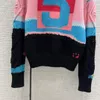 Designer de suéteres femininos Milan Runway Sweater New Autumn Winter Stand Collar Slave Longa Print de ponta High End Jacquard Pullover 6q41