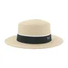 Straw VaLieskull Caps Hat S for Women Bucket Flat Top Brim Brim Khaki Band Luksus Formal Beach Elegant Women039s Summer L22108658310