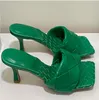 Designer Slippers Flat Sandals Multicolor Intreccio Leather Rubber Outsole Square Toe Lido Womens Size 35-40 With Box2