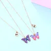 Choker Lovecryst 2pcs/set Alloy Drip Oil Friend Painted Butterfly Necklace For Kids Girls Fashion Friendship Gifts