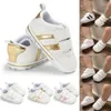 F￶rsta vandrare Fashion Soft Sole Born Baby Boy Girl Pre-Walker White Pram Shoes Trainers 0-18 m￥nader