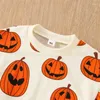 Roupas conjuntos de roupas infantis de Halloween 2022 Autumn Boys and Girls Sleeved O-gola O-gola Baby Camisetas calças