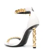Sandales marque de luxe tom-f-sandale cadenas sandale femmes chaussures à talons hauts en cuir miroir détaillé sandales à talons de 105 mm escarpins à bride à la cheville avec boîte J230525
