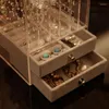 Smycken påsar lyxiga transparent akrylförvaringslåda örhängen hållare ring halsband flickor 'display stativ showcase presentidéer