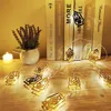 Strings Ramadan Fairy String Lights 1.5m 10 LED Moon Star Lampada a lanterna a cherosene a batteria per la decorazione domestica all'aperto