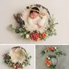 Sukienki chrzestne Nowonarodzone Pography Props Akcesoria Symulacja róża Garland Lintel Suwolent Wreath Flower Baby Girl Po B.