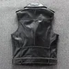 Men's Vests 2022 Vintage Black American Motorcycle Leather Jacket Genuine Cowhide Spring Slim Fit Natural Biker's Vest