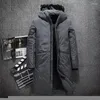 Men's Down Thick Winter White Jacket Brand Clothing Hooded Black Gary Long Warm Duck Coat Male Coats