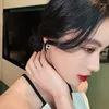 Stud Earrings Jewelry 2022 Korean Fashion Retro Square Exquisite Shiny Zircon Black Drop Glaze Ladies Simple