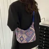 Bolsos de noche para mujer, bandolera de hombro, tendencia, bolsos simples con cremallera, estilo étnico, lona, bolso pequeño, playa tejida 2022