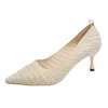 Kleidschuhe Beige Damenmode High Heels Damen Pumps Dünn Klassisch Schwarz Sexy Hochzeit Stretch Stoff Spitz Frühling