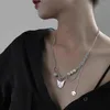 Kettingen 2022 Reflecterende parel splitsen ketting voor vrouw luxe meerlagige hiphopmode mooie niche trui ketting