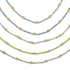 Necklace Earrings Set Geometric Sparking Round Bezel CZ Pastel Enamel Bar Beads Link Chain Fashion Jewelry Bracelet