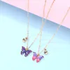 Choker Lovecryst 2pcs/set Alloy Drip Oil Friend Painted Butterfly Necklace For Kids Girls Fashion Friendship Gifts