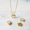 Colares de pendentes 4pcs/lote 18K Gold banhado aço inoxidável amor amuletos de casca de coração para mulheres Brincos Colar de colar de jóias hademades descobertas de jóias