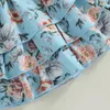 Girl Dresses Girls Casual Floral Dress For Teenager Flower Print Boat Neck Long Sleeve Smocked With Layered Hem Kids