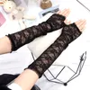 Knieschützer 1 Paar Frauen elastische Lolita Gothic fingerlose Mesh Spitze lange Handschuhe Kleid Zubehör Mädchen Armstulpen Sexy Ärmel Fäustlinge