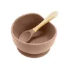 Bowls Children's Silicone Sucker Bowl Feeding Tableware Infant Anti-slip Training Learn To Eat Baby Spoon Set