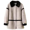 Manteau en Faux vison pour femme, col rabattu, manches longues, mode Patchwork, chaud, décontracté, veste d'hiver, Z128, 2022