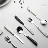 Diny Sets Koreaanse ontwerper Travel bestek Set Verjaardag Modern Breakfast Spoon Dinner Picnic Fork Kitchen Faqueiro kookgerei