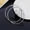 Hoop Earrings 925 Sterling Silver Smooth 50mm 60mm Round Circle For Women Fashion Charm Wedding Engagement Jewelry