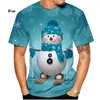 Tracksuits voor heren zomer heren t -shirt kerst mode straat top 3d print santa claus tree oversized o nek casual