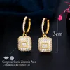 Bengelen oorbellen cwwzircons glanzende volledige cz round huggie charme druppel voor vrouwen accessoires hoge kwaliteit goud vergulde sieraden cz134