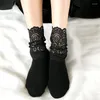 Women Socks Sexy Lace Girl Autumn And Winter Korean Black Bow Short 2022 Fashion Japanese Pile