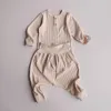 Zestawy odzieży Baby Autumn Ubrania odpowiada stałe bawełniane body pp spodnie 2pcs Niemowlęta urodzone chłopcy i dziewczęta rompers