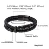 Charm Bracelets Punk Genuine Double Layer Men Leather Bracelet Black Silver Color Magnetic Clasp Men's Bangles Rock Jewelry BB518