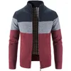 Jackets masculino Casaco de lã masculino Cardigan outono/inverno quente casual solto M-3xl Sweater Patchwork Color Block Zipper Knit Jacket