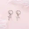 Hoop Earrings 1 Pair European Fashion Exquisite Simple Cross Small Brightly Metal Color For Women Jewelry E152