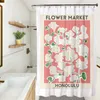 Shower Curtains Korean Curtain Ins Flower Bathroom Waterproof Partition Drapes Toilet Washable Door Screen With Hooks Home Decor