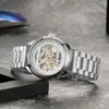Armbanduhren Minimalistische mechanische Uhren Unisex Gold Skelett Zifferblatt Stahl Mesh Automatik Wrsitwatch Frauen und Mann wasserdicht Dropship