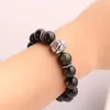 Strand JoursNeige Golden Black Natural Obsidian Stone Bracelets Round Beads With Tibetan Silver Pixiu For Couples Jewelry