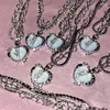 Pendant Necklaces Korean Style Exquisite Split Heart Necklace For Women Girls Fashion Multilayer Crystal Choker Wedding Party Jewelry Gift