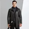 Men's Jackets 2022 Winter Men's Jacket Fur Collar Liner Warm Leather For Men Outdoor Business Mne's Coat Medium Long M-4XL