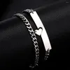 Bracelets à maillons 2pcs / Set Coeur Aimant Attirer Couple Bracelet Amour Clé Serrure Charme Bijoux En Acier Inoxydable Chaîne Collier Pour Femmes Hommes