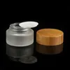 Packing Bottles Bamboo Cap Frosted Glass Cream Round Cosmetic Jars Hand Face Bottle 15G-30G-50G Jar With