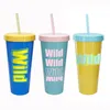 gift cups water glass Tumblers Simple fashion girl straws large capacity influencer plastic cups create