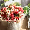Decorative Flowers 3pcs/lot Artificial Rose Mixed Grass Bush Wedding Holding Home Furnishing Wall Flower Decoration