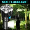 Flashlights Torches LED Flashlight USB Rechargeable 4LED High Power Super Bright Flashlights Outdoor Portable Tactical Lighting COB LED Flashlights L221014