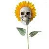 Fleurs décoratives Halloween Kull tête Simulation tournesol jardin décoration de la maison Patio pelouse cour parodie ornement effrayant fleur accessoire