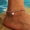 Ankelets modyle bohemiska färgglada pärlor skal för kvinnor sommar hav strand ankel armband fot ben smycken